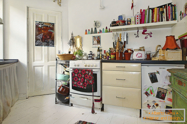 Living room and bedroom in one room: great idea from danish