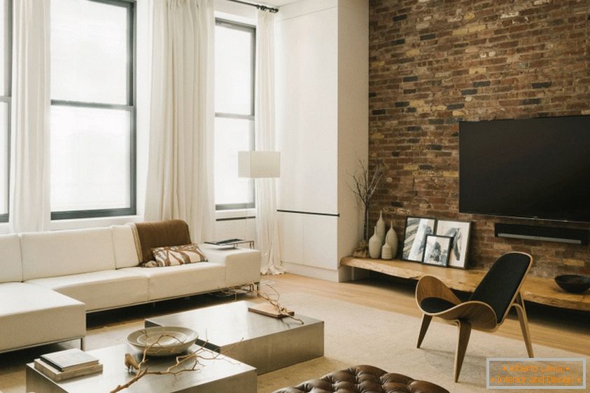 Living room in loft style: non-traditional design with