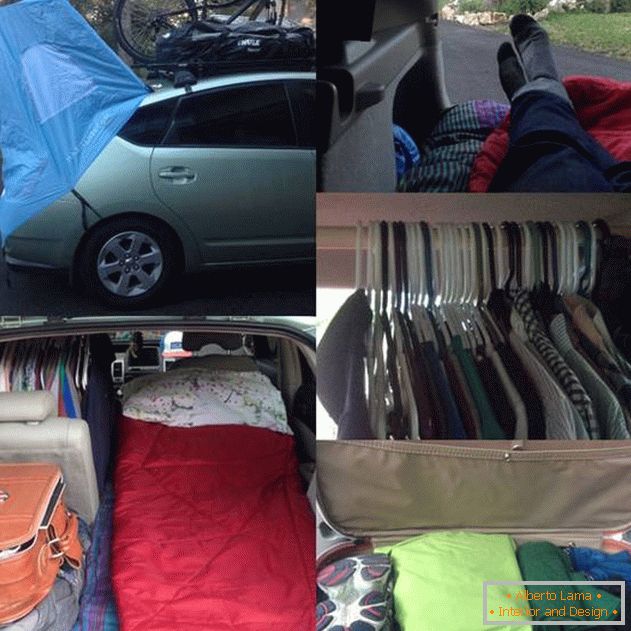 Interior of the house on wheels called hotel prius