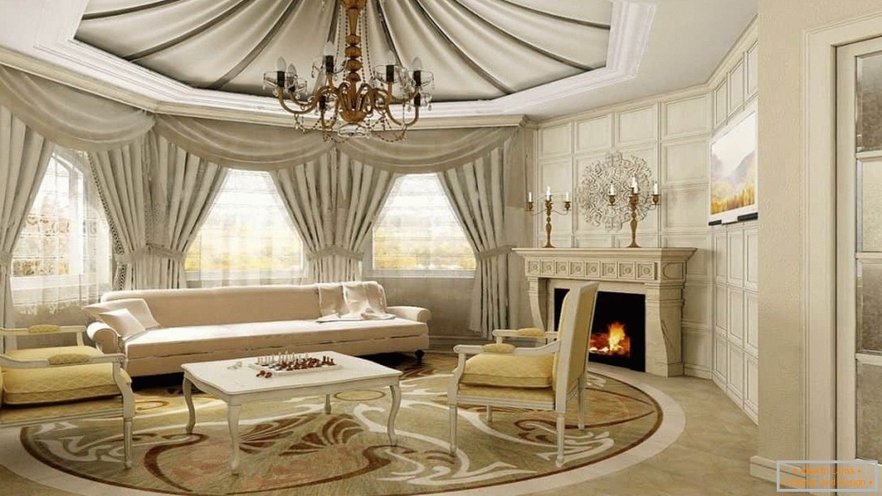 Interior of the living room in a classical style - photo