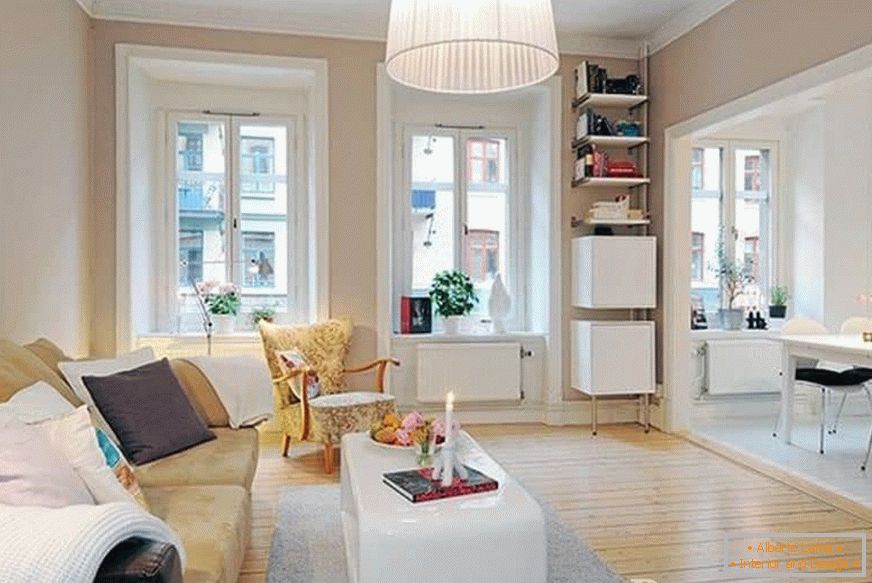 Interior of the living room in bright colors