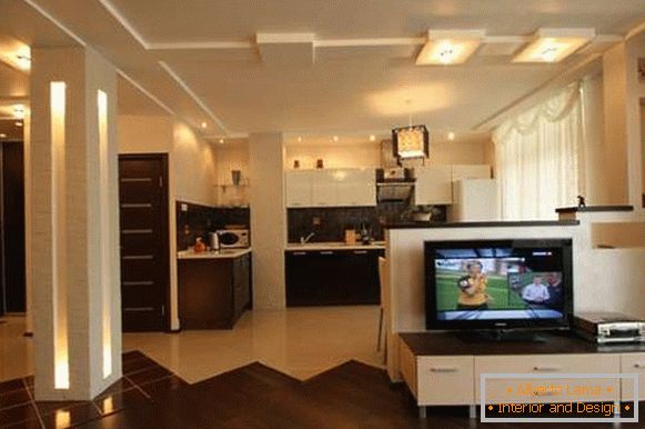 Kitchen interior living room in a private house: design