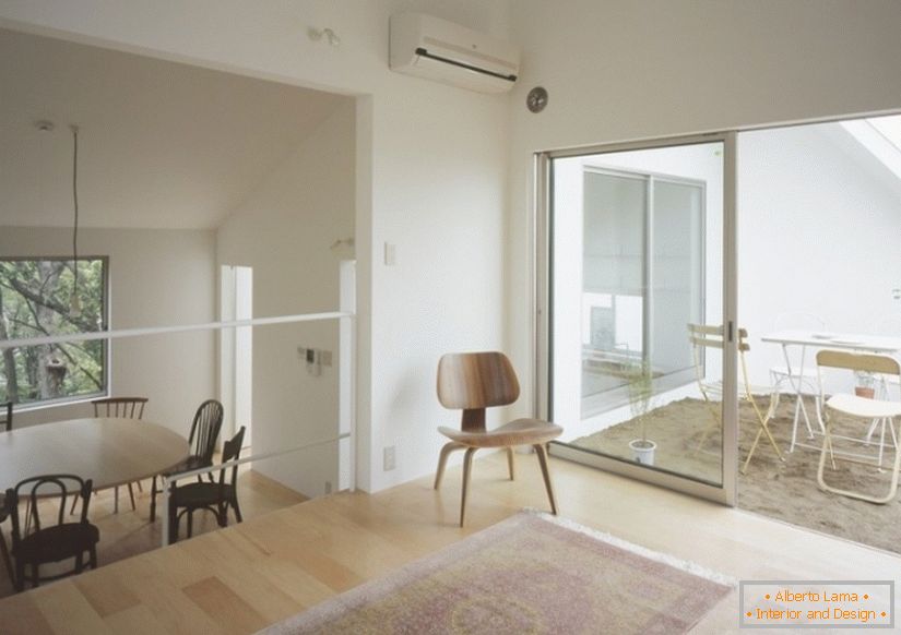 Interior of a minimalist house with a garden in japan