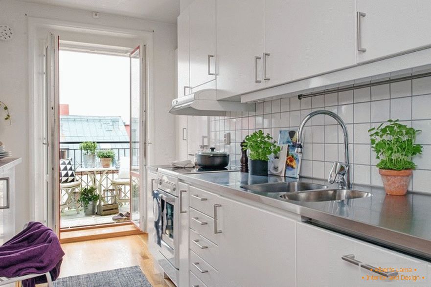 Interior of a small kitchen in the nordic style: decor rules