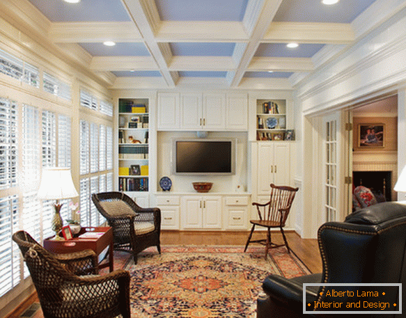 Interiors of small living rooms with a visual increase in