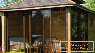 Interesting projects: a sauna with a gazebo under one roof