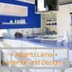 We use the blue color in the interior of the kitchen