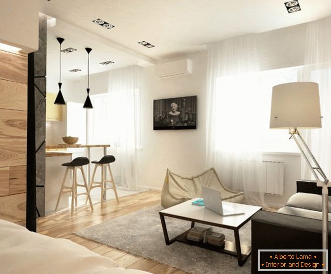How to create a spacious interior in a studio apartment with