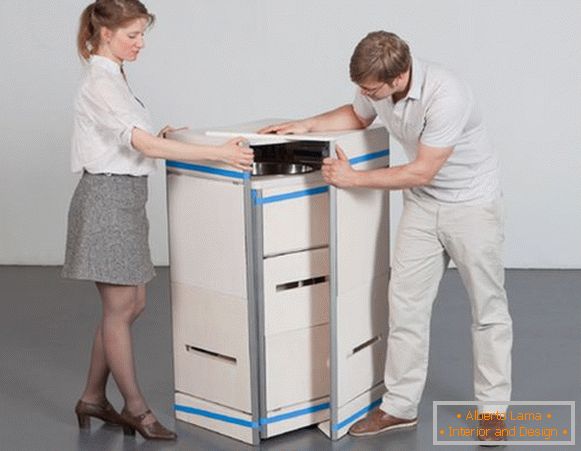 Compact furniture for small kitchens - a unique project from
