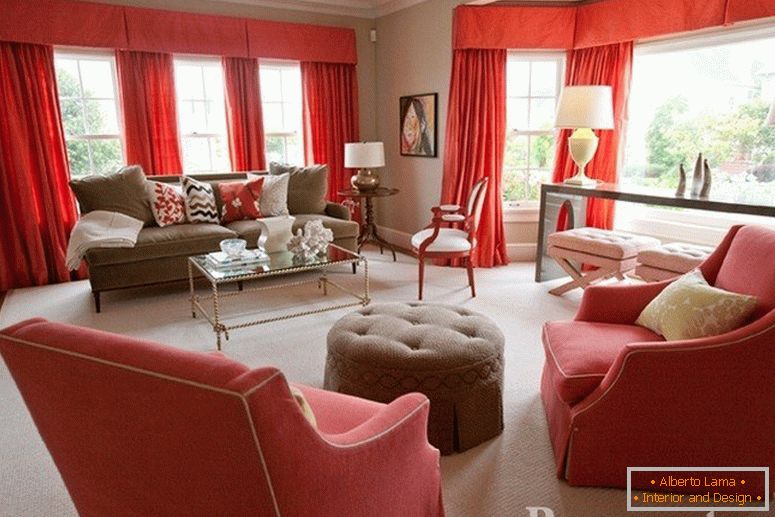 Red color in the interior +85 photo examples