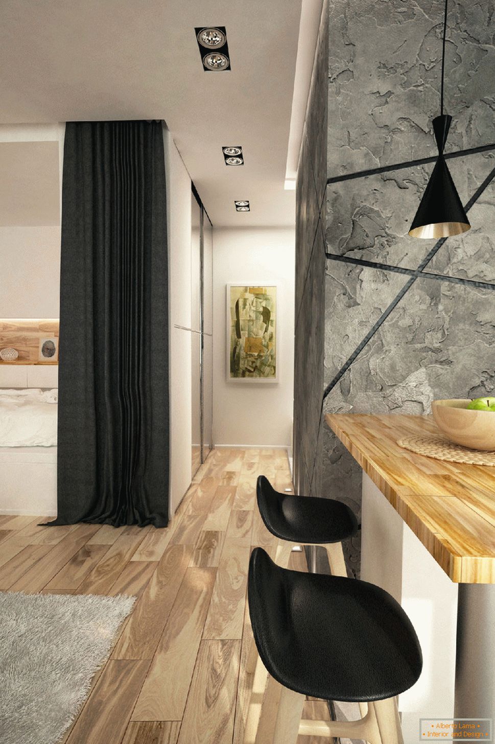 Creative project for interior design odnushki for a young