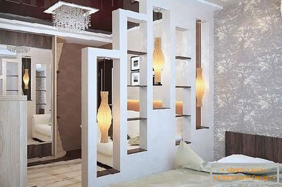 Plasterboard partitions: decoration of the room layout with