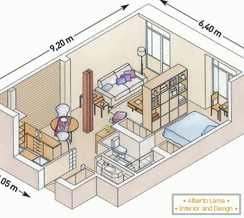 The striking functionality of a small apartment - excellent