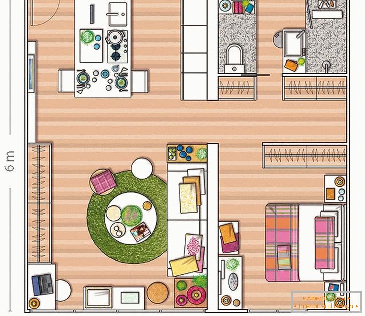Stunning interior of a small apartment - 40 square meters in