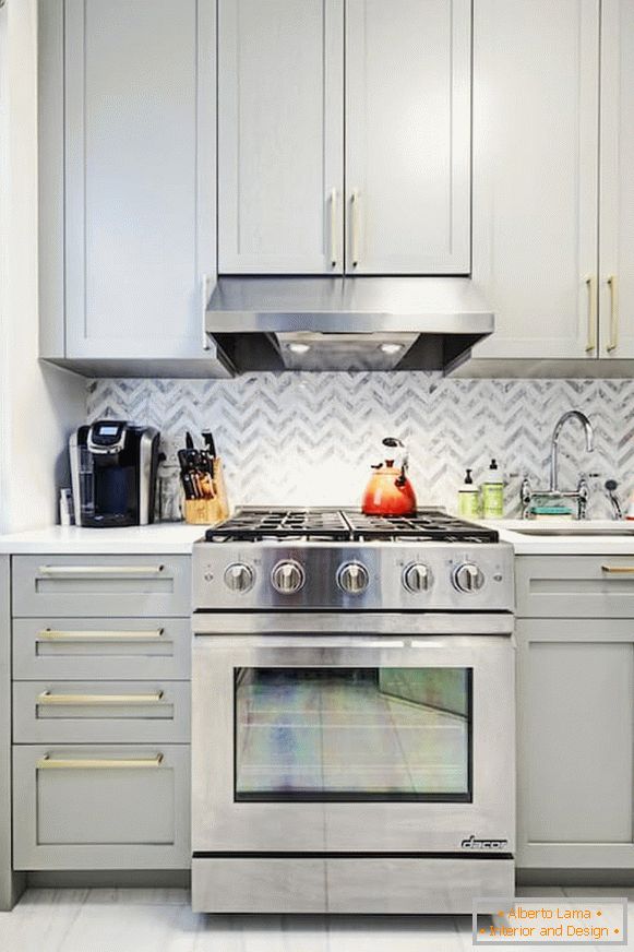 Transformed interior of a narrow kitchen in a new york