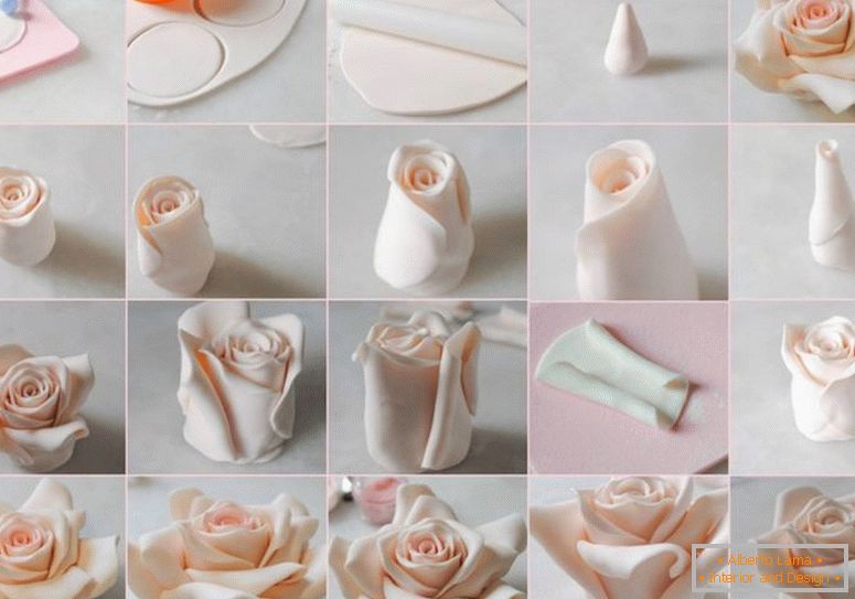 Roses from polymer clay - step by step instruction for