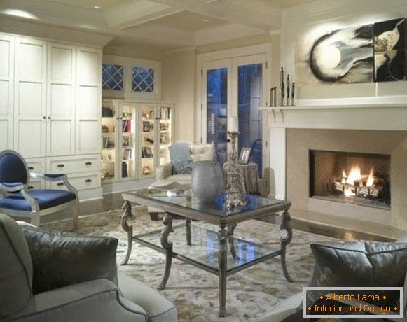 Cabinet showcase in the design of the living room - for your
