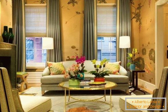 Curtains for the living room: new items in design + photo of