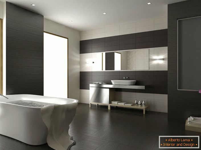 Modern design standards for a bathroom in high-tech style