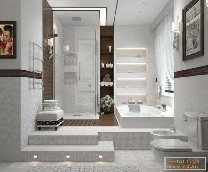 Modern design standards for a bathroom in high-tech style