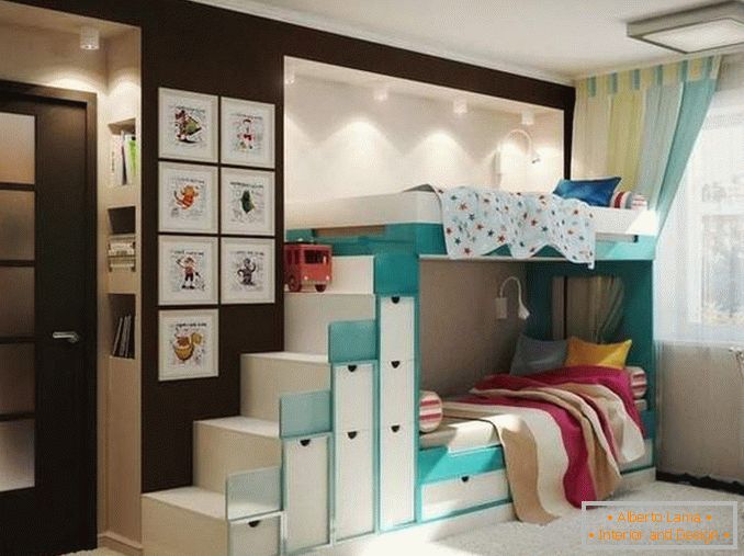 Modern design of a two-room apartment for a family with a