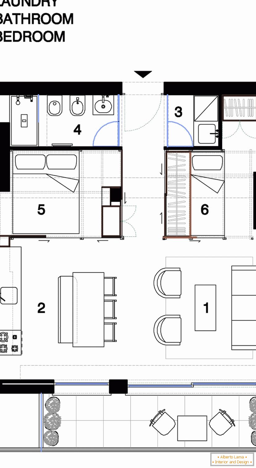 Modern interior of a small apartment from uda architects