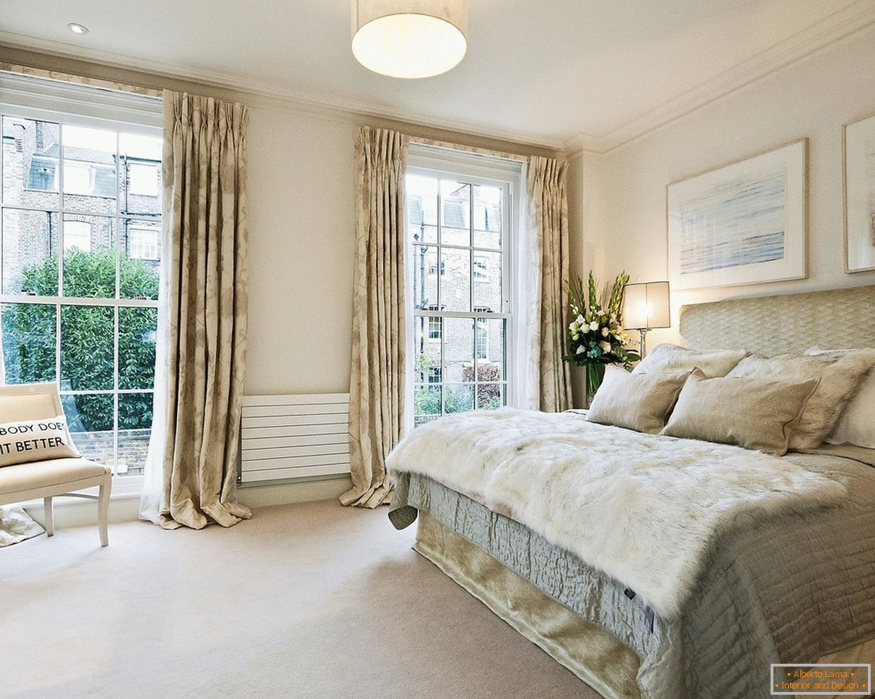 Bedroom in a private house: design and interior