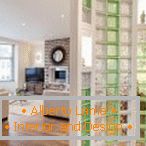 Glass blocks in the interior of the apartment