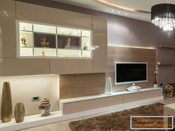 Stylish wall in the living room in a modern style - 55