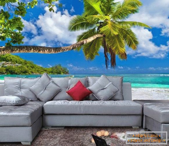 Stylish wall-paper in an interior - 45 photos