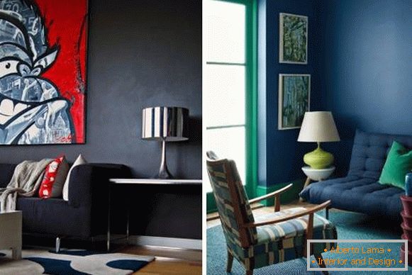 Dark wallpaper for the walls - 37 photos in the interior