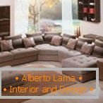 Corner sofa in the interior of the living room