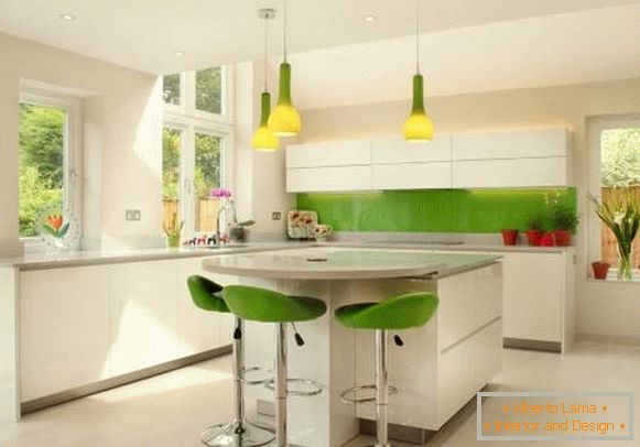 Green kitchen in the interior - 30 photos of the best