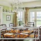 Green curtains in a modern interior